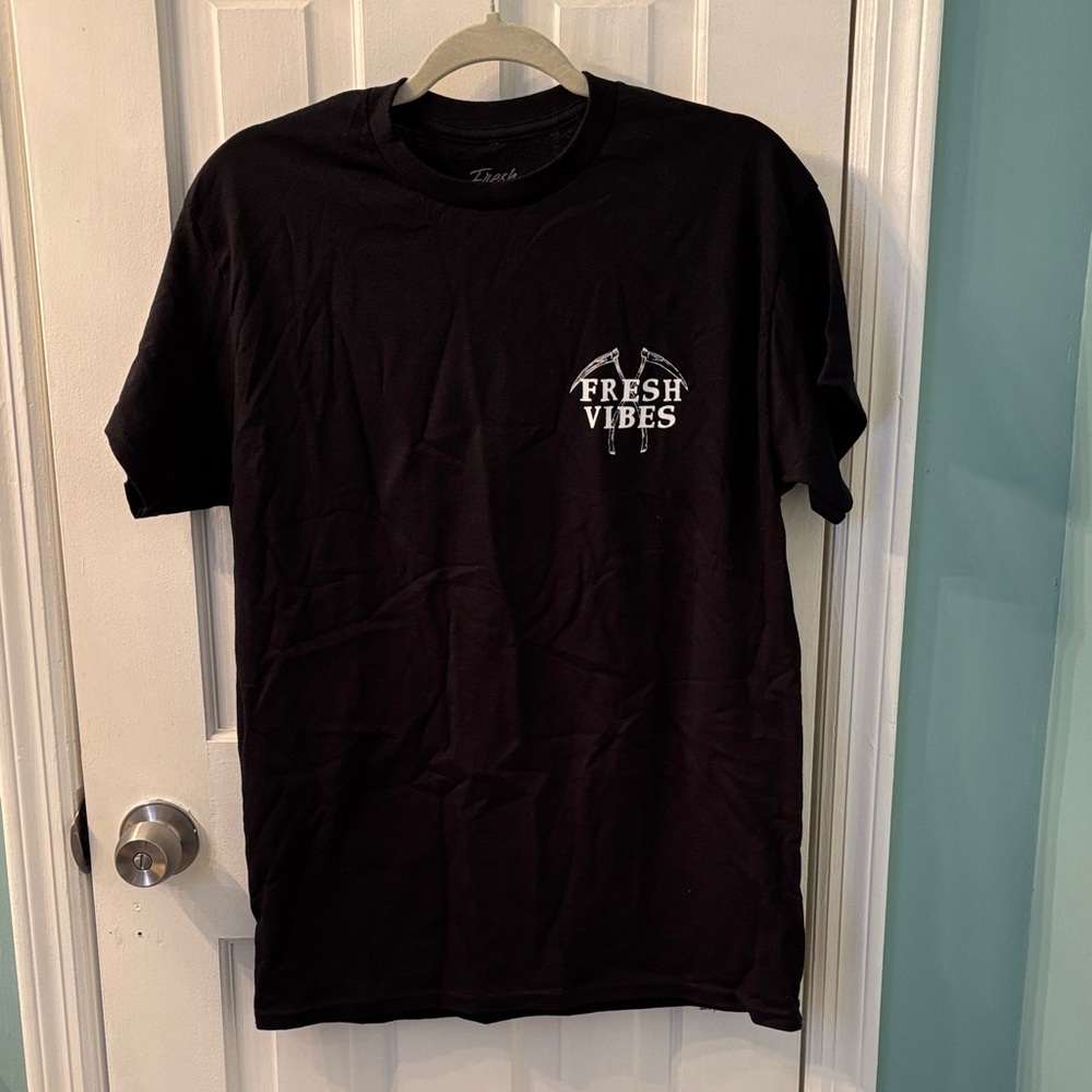 Fresh Vibes Black Short Sleeve Tee with White Print
